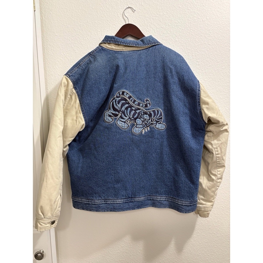 Vintage Disney Tigger Jacket Mens Medium M Denim Varsity Embroidered 90s - Picture 8 of 10